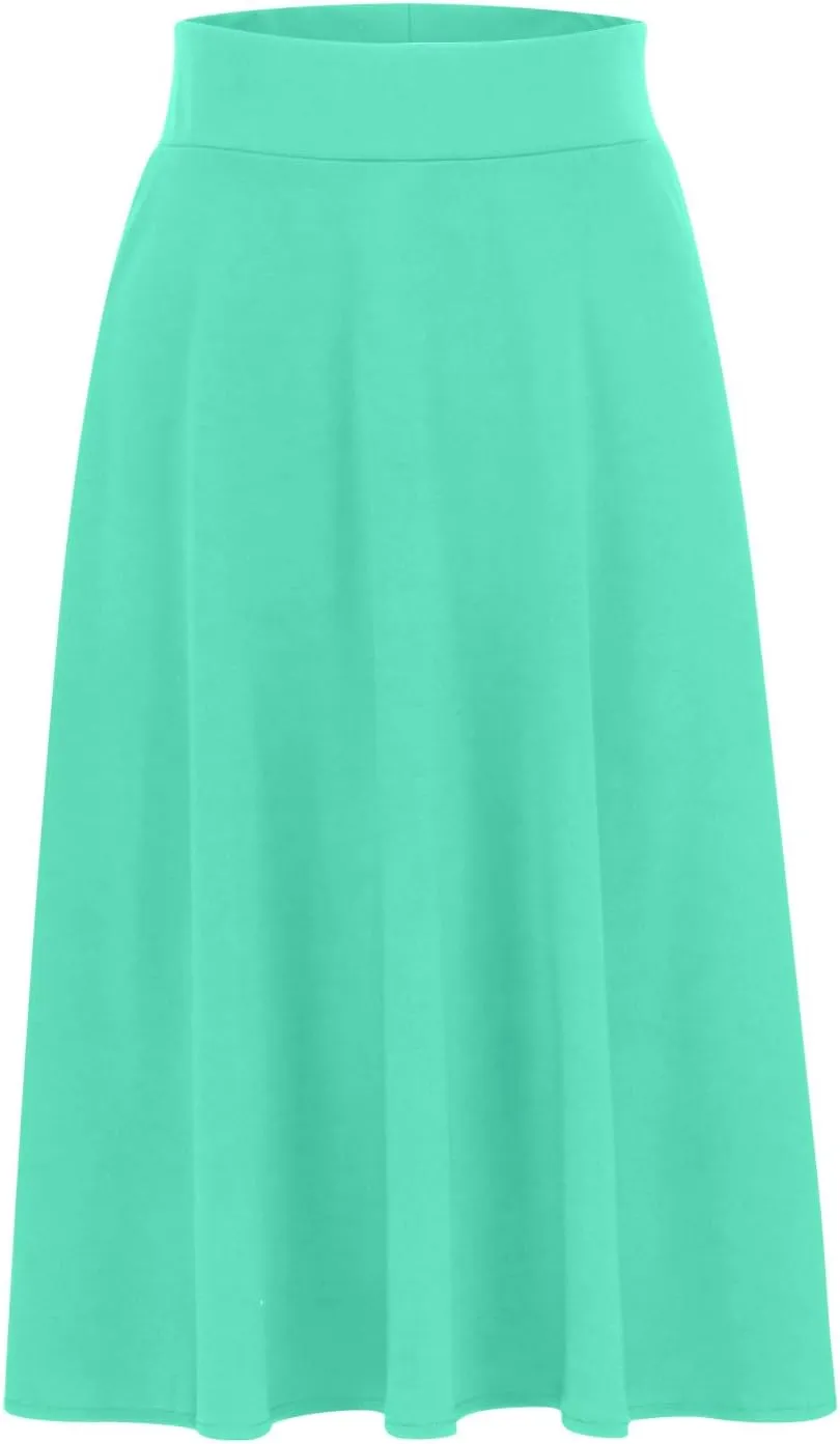 Knee Length A Line Skirt for Women High Waist Flared Swing Skater Skirts Classic Elegant Workwear