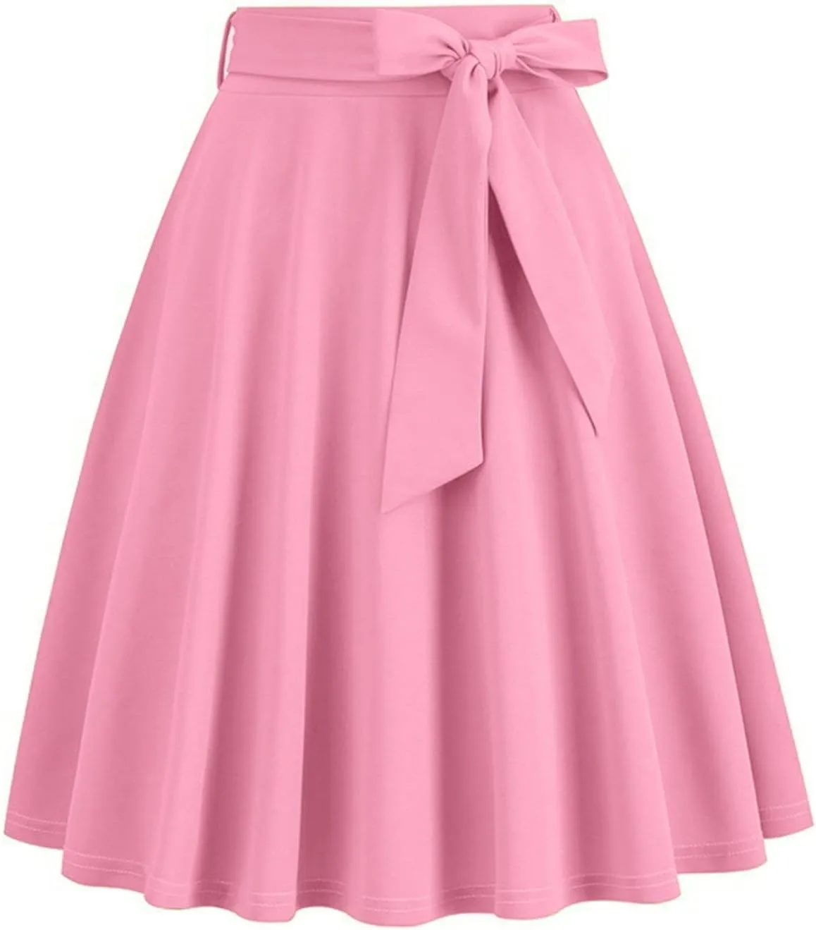 Knee Length Skirts for Women Summer Comfy Pleated a Line Skirts Stretch High Waisted Swing Skater Skirt