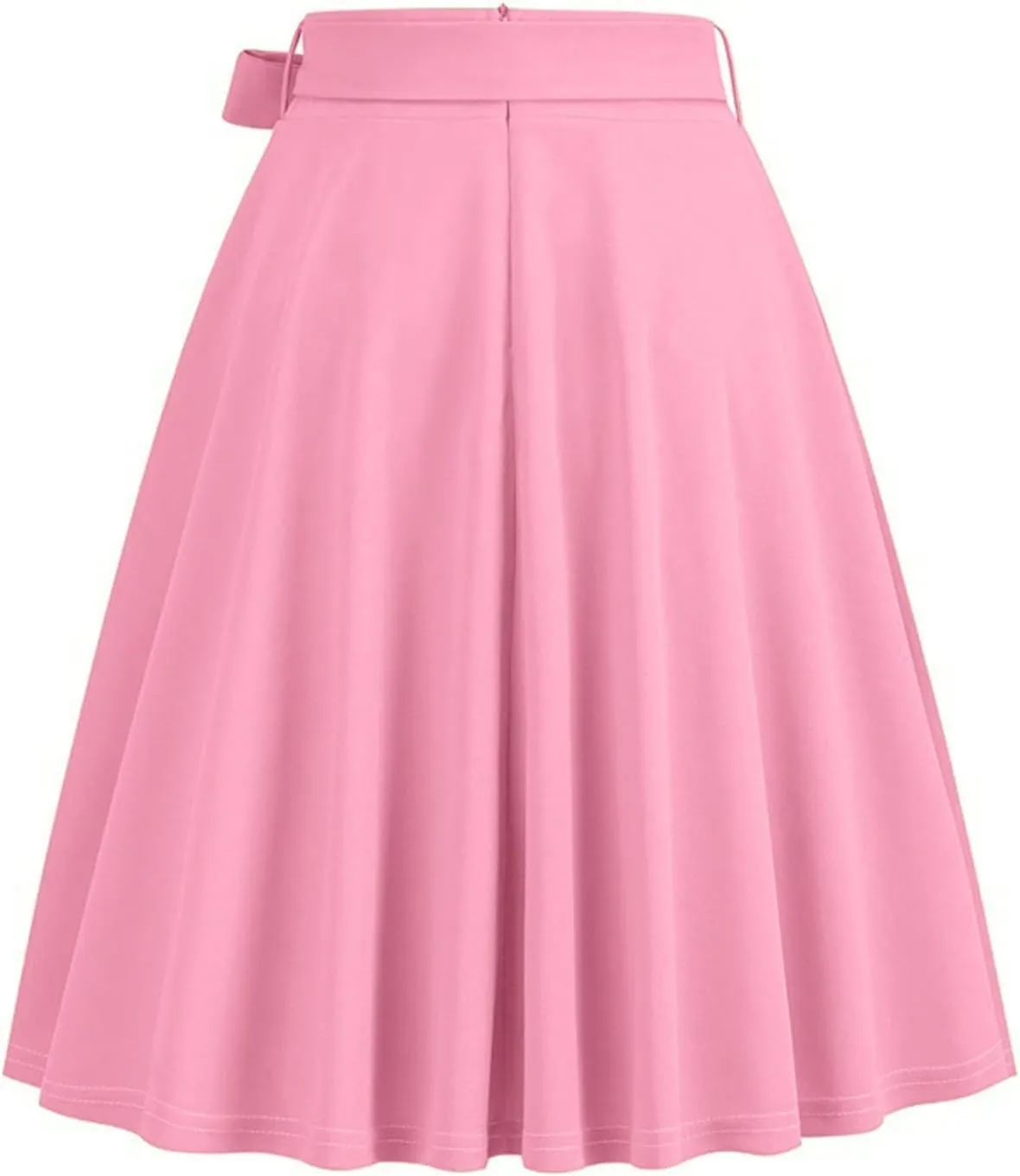 Knee Length Skirts for Women Summer Comfy Pleated a Line Skirts Stretch High Waisted Swing Skater Skirt