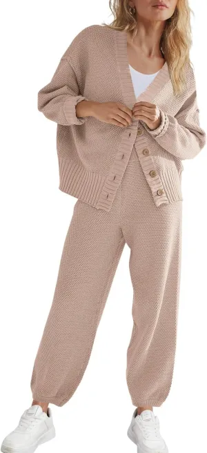 LAMISSCHE Womens Loungewear Set Oversized Matching Lounge Sets with Pockets Tracksuit 2 Piece Outfits