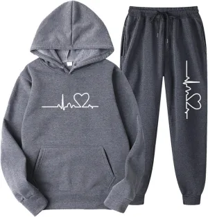 Lastesso 2 Piece Workout Sets for Women Flex-to-go Jogging Suits Heart Print Tracksuit Lightweight Sweatsuits Soft Colthes