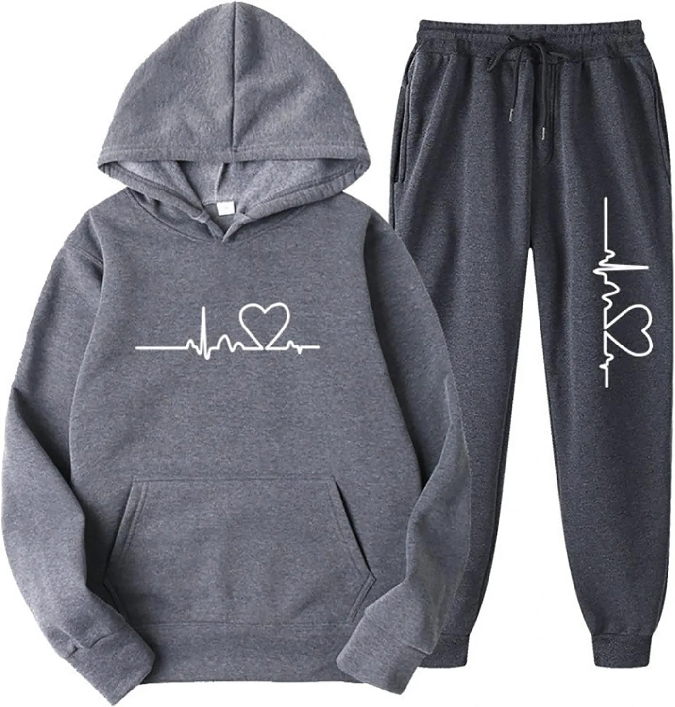 Lastesso 2 Piece Workout Sets for Women Flex-to-go Jogging Suits Heart Print Tracksuit Lightweight Sweatsuits Soft Colthes