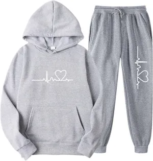 Lastesso 2 Piece Workout Sets for Women Flex-to-go Jogging Suits Heart Print Tracksuit Lightweight Sweatsuits Soft Colthes