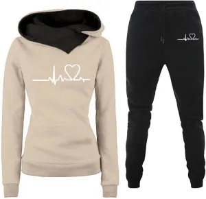 Lastesso Lounge Sets for Women 2 Piece Pants Fashion Heart Print Sweatshirts Relaxed Pants Soft Matching Workout Sweat Sets