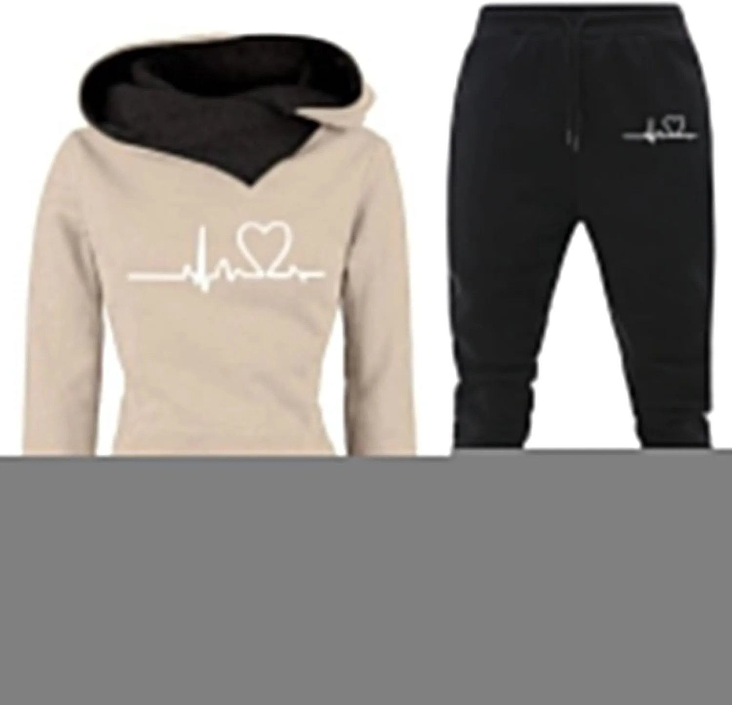 Lastesso Lounge Sets for Women 2 Piece Pants Fashion Heart Print Sweatshirts Relaxed Pants Soft Matching Workout Sweat Sets
