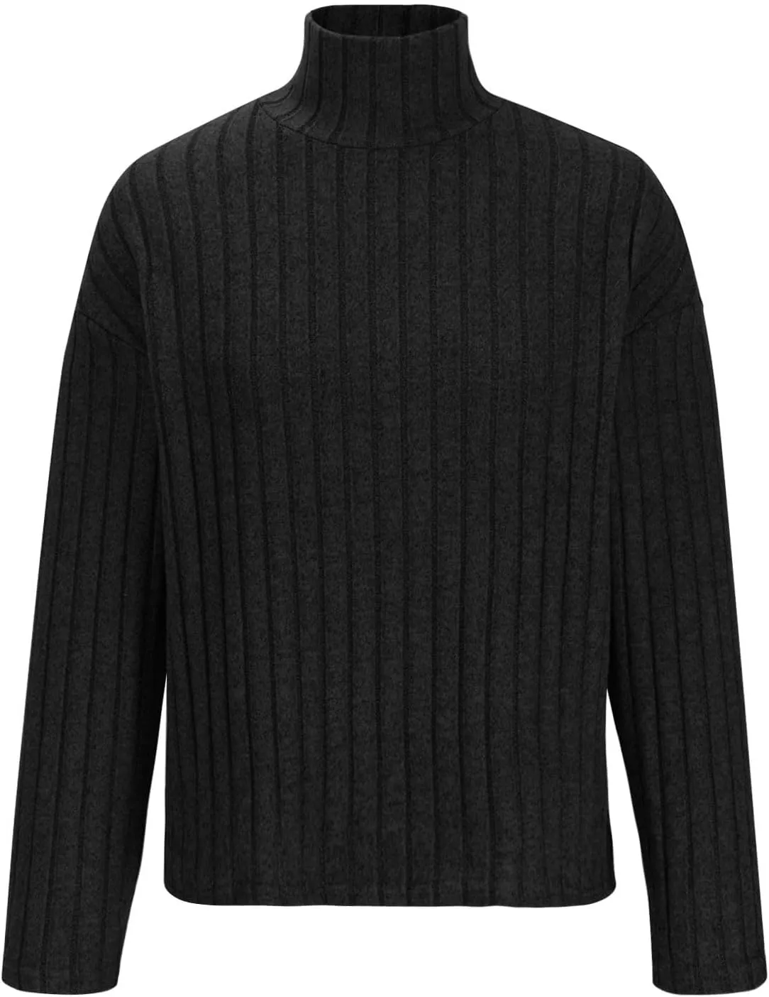Lastesso Sweat Sets for Women 2 Piece High Neck Long Sleeve Pullovers Wid Leg Pants Soft Knit Solid Loungewear Outfits