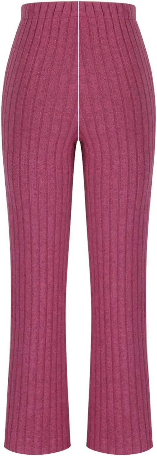 Lastesso Sweat Sets for Women 2 Piece High Neck Long Sleeve Pullovers Wid Leg Pants Soft Knit Solid Loungewear Outfits