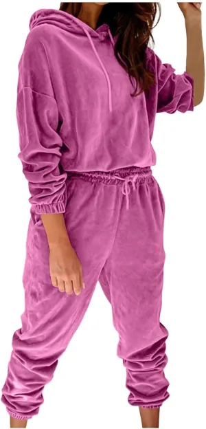 Lastesso Sweatsuits for Women Set 2 Piece Soft Velour Track Suits Vintage Sweatshirts Soft Sweatpants Classiac Track Suits