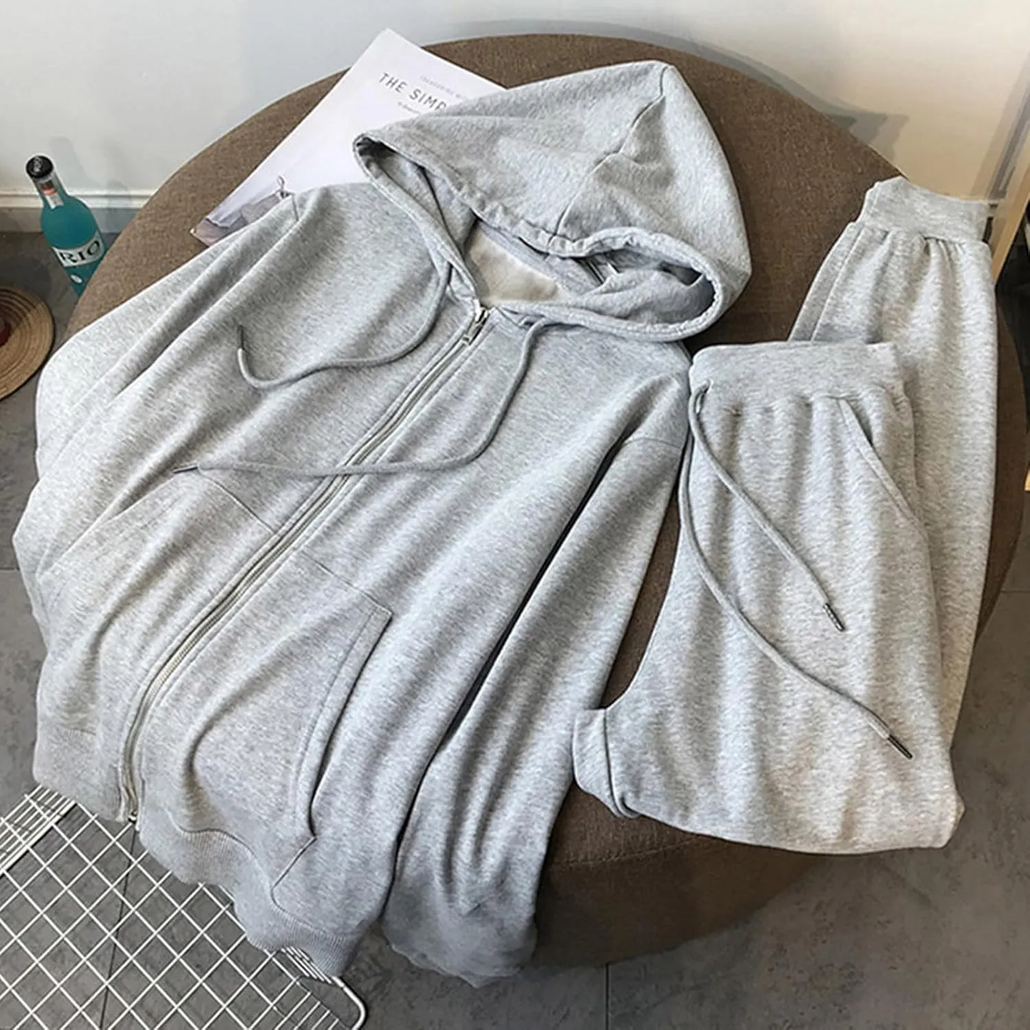 Lastesso Track Suits for Women Set Comfy Loose Sweatsuit 2 Piece Set Full Zip Up Long Sleeve Jacket Hood Sports Sweatpants