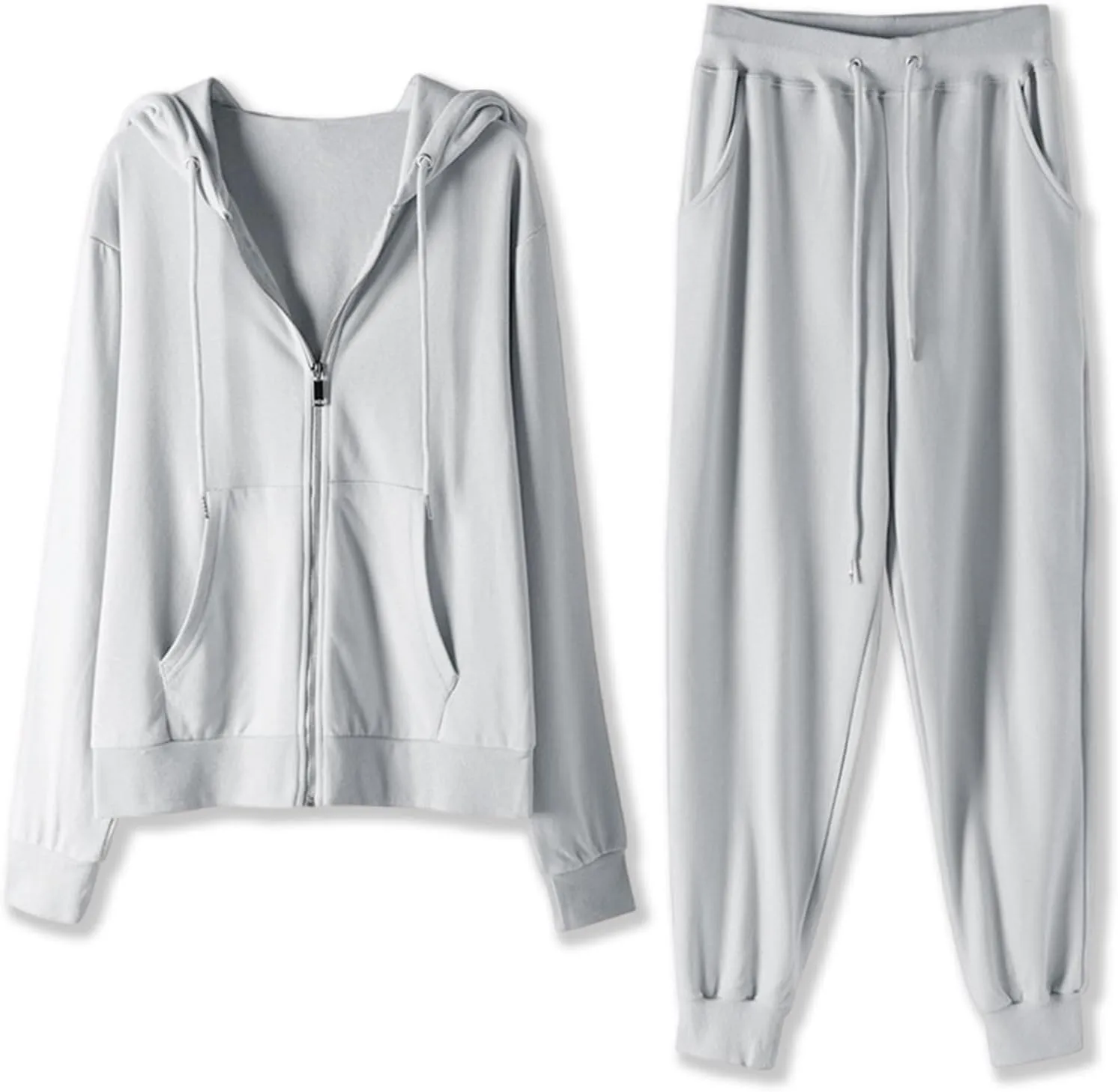 Lastesso Track Suits for Women Set Comfy Loose Sweatsuit 2 Piece Set Full Zip Up Long Sleeve Jacket Hood Sports Sweatpants