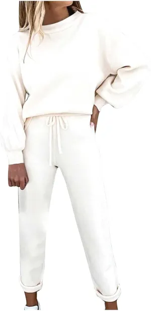 Lastesso Two Piece Loungewear Sets for Women Soft Spring Fall Outdoor Sweatsuits Csaual Size Solid Track Suits Outfits