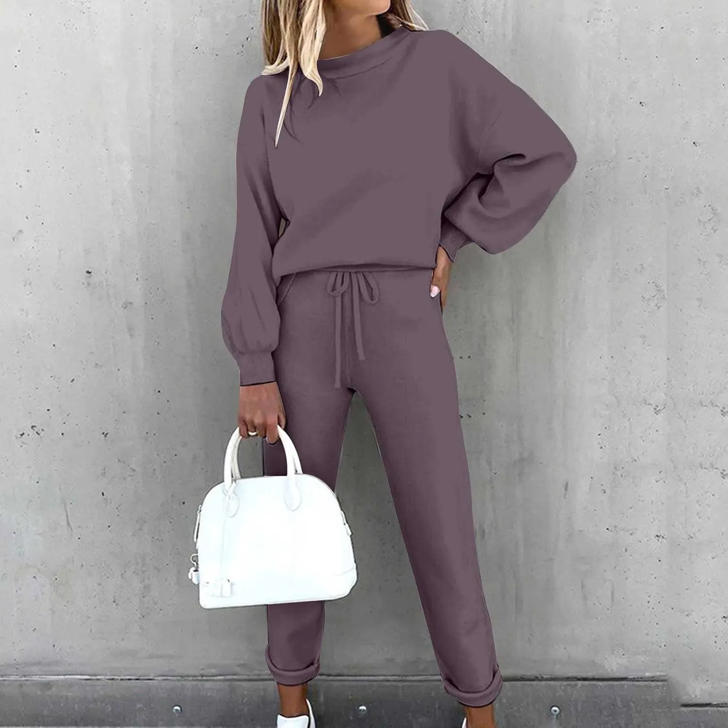 Lastesso Two Piece Loungewear Sets for Women Soft Spring Fall Outdoor Sweatsuits Csaual Size Solid Track Suits Outfits