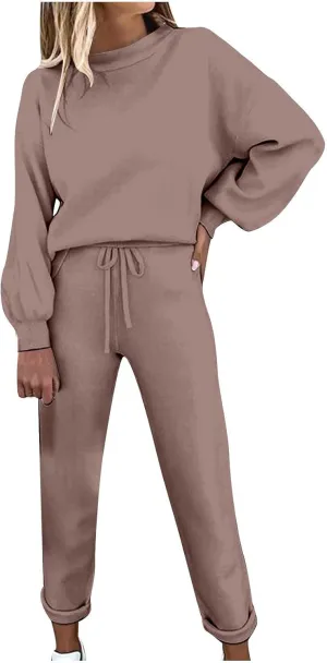 Lastesso Two Piece Loungewear Sets for Women Soft Spring Fall Outdoor Sweatsuits Csaual Size Solid Track Suits Outfits