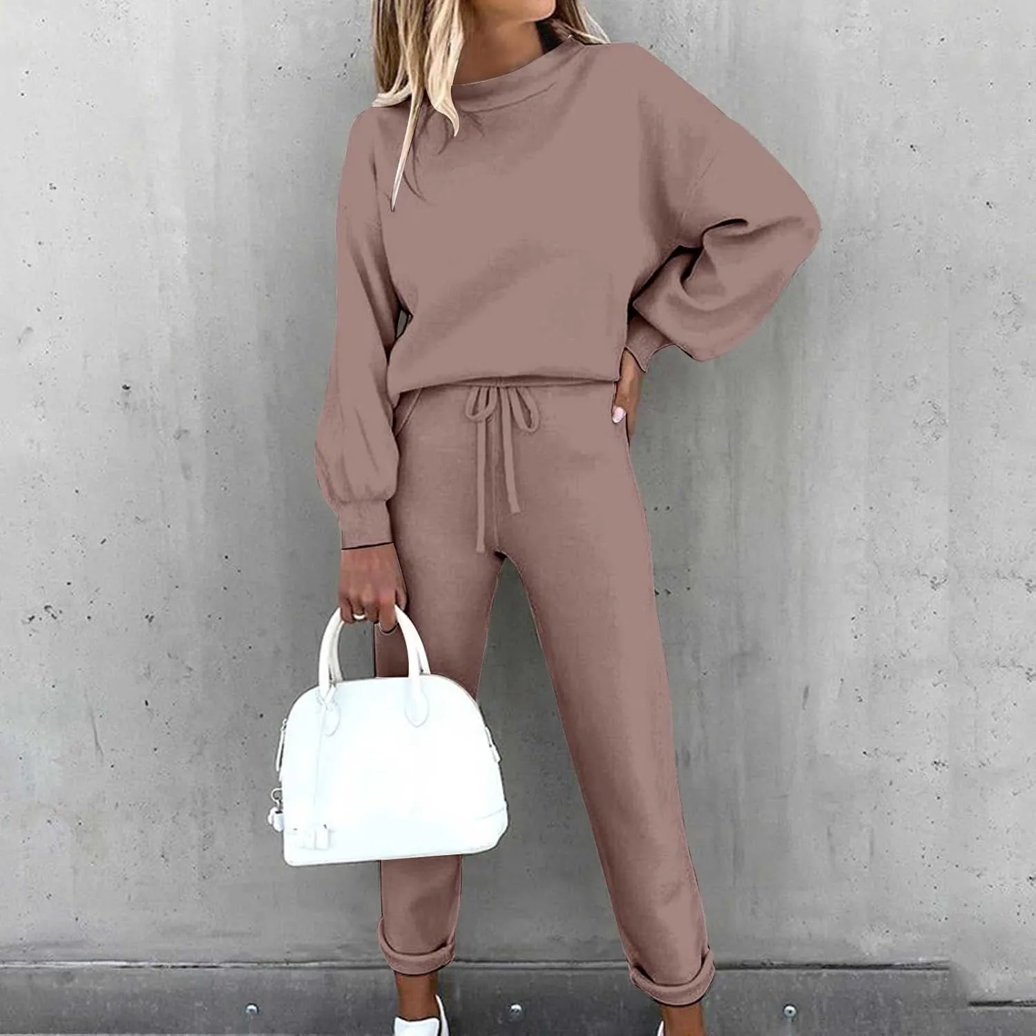 Lastesso Two Piece Loungewear Sets for Women Soft Spring Fall Outdoor Sweatsuits Csaual Size Solid Track Suits Outfits