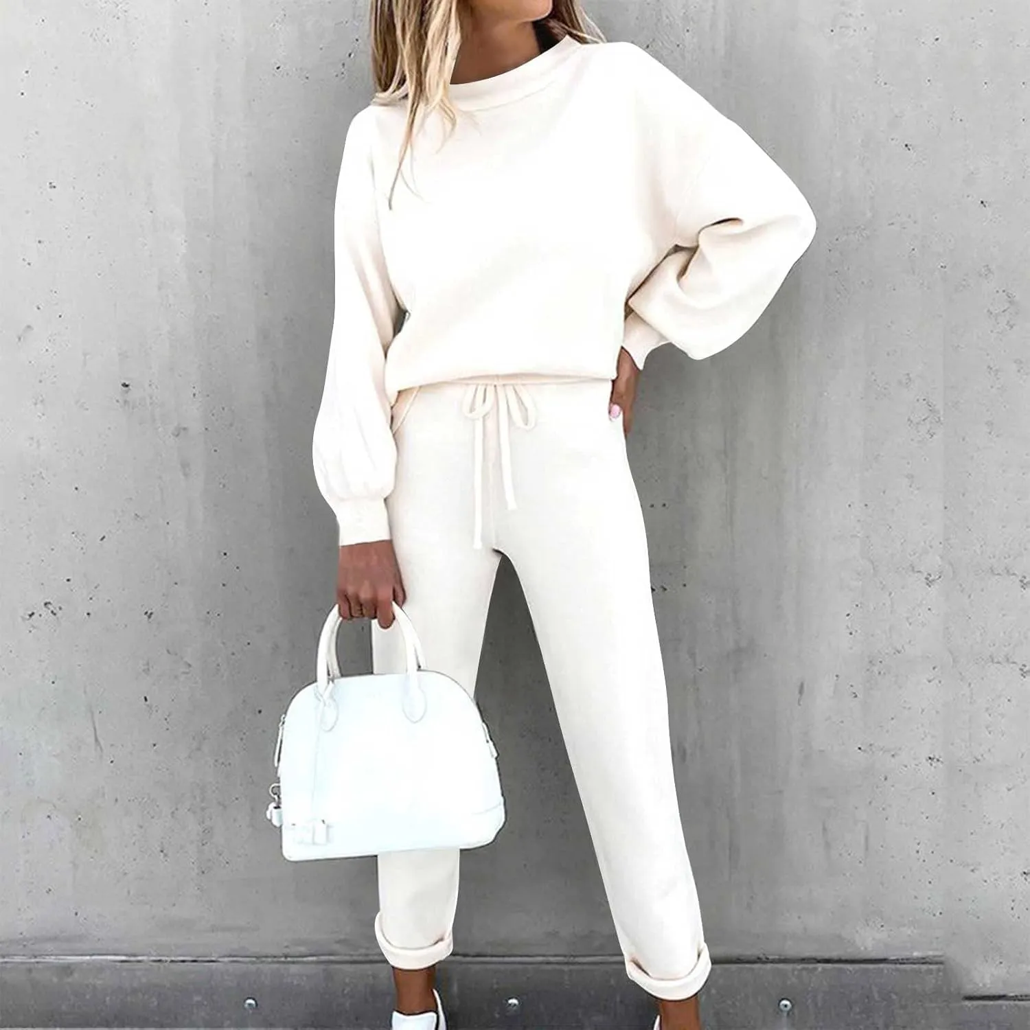 Lastesso Two Piece Loungewear Sets for Women Soft Spring Fall Outdoor Sweatsuits Csaual Size Solid Track Suits Outfits