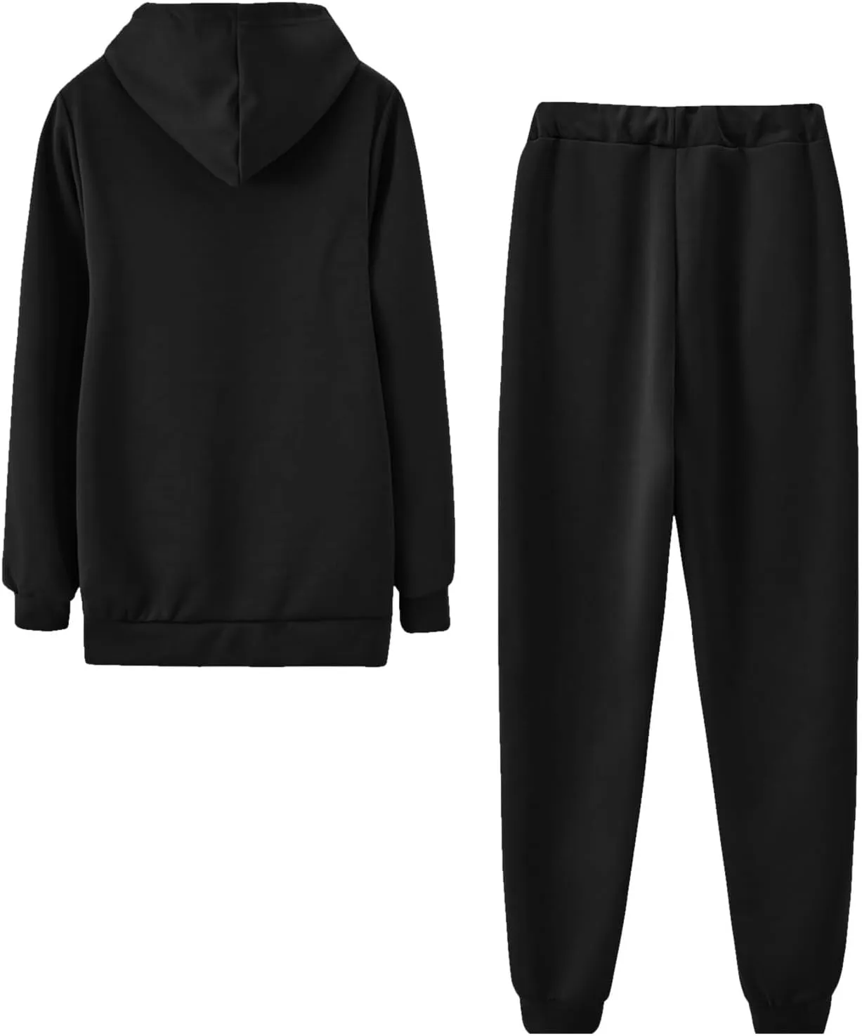 Lastesso Women Track Suits 2 Piece Set Solid Loose Sweatsuit Outfits Long Sleeve Jackets Hood Baggy Sweatpants Soft Outwear