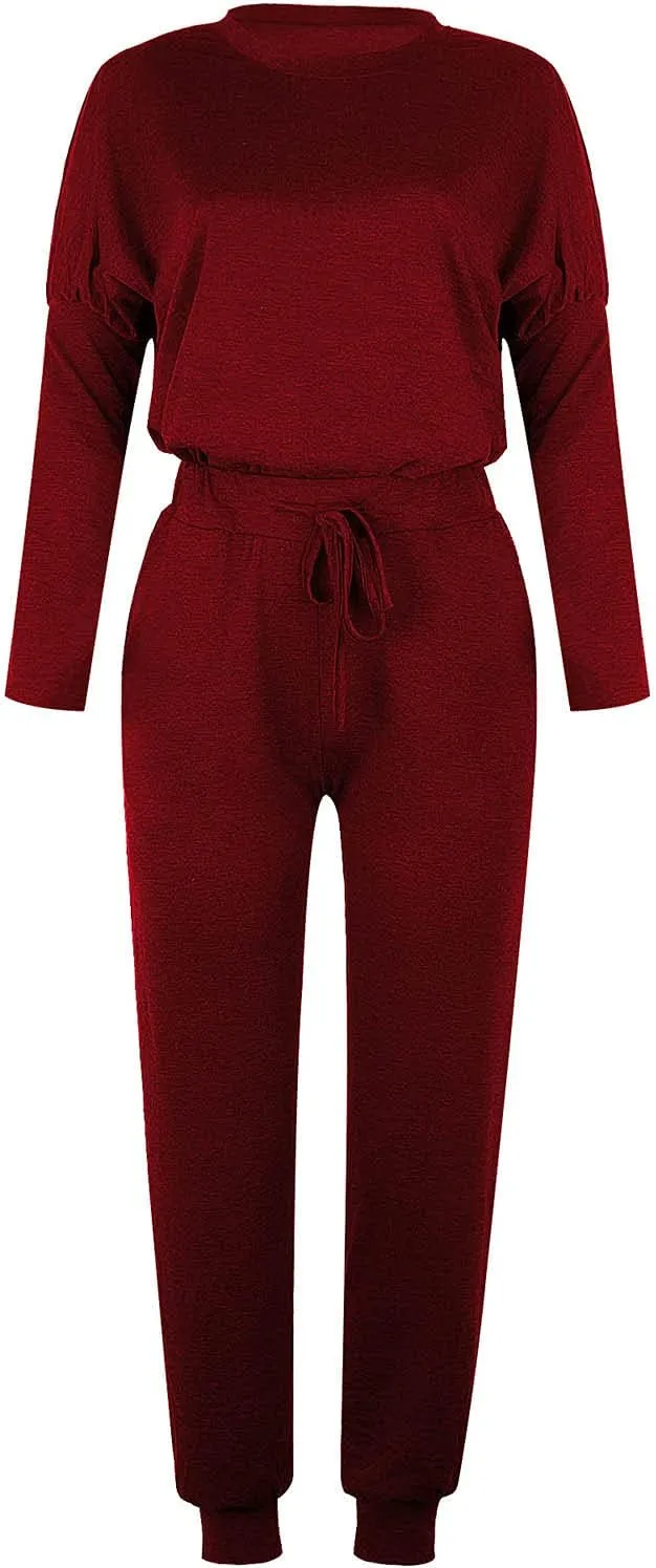 Lastesso Womens 2 Piece Sweatsuits Set Lightweight Loungewear Crewneck Loose Pullover Cozy Active Jogger Pants Soft Tracksuit