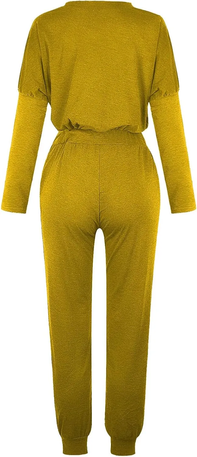 Lastesso Womens 2 Piece Sweatsuits Set Lightweight Loungewear Crewneck Loose Pullover Cozy Active Jogger Pants Soft Tracksuit