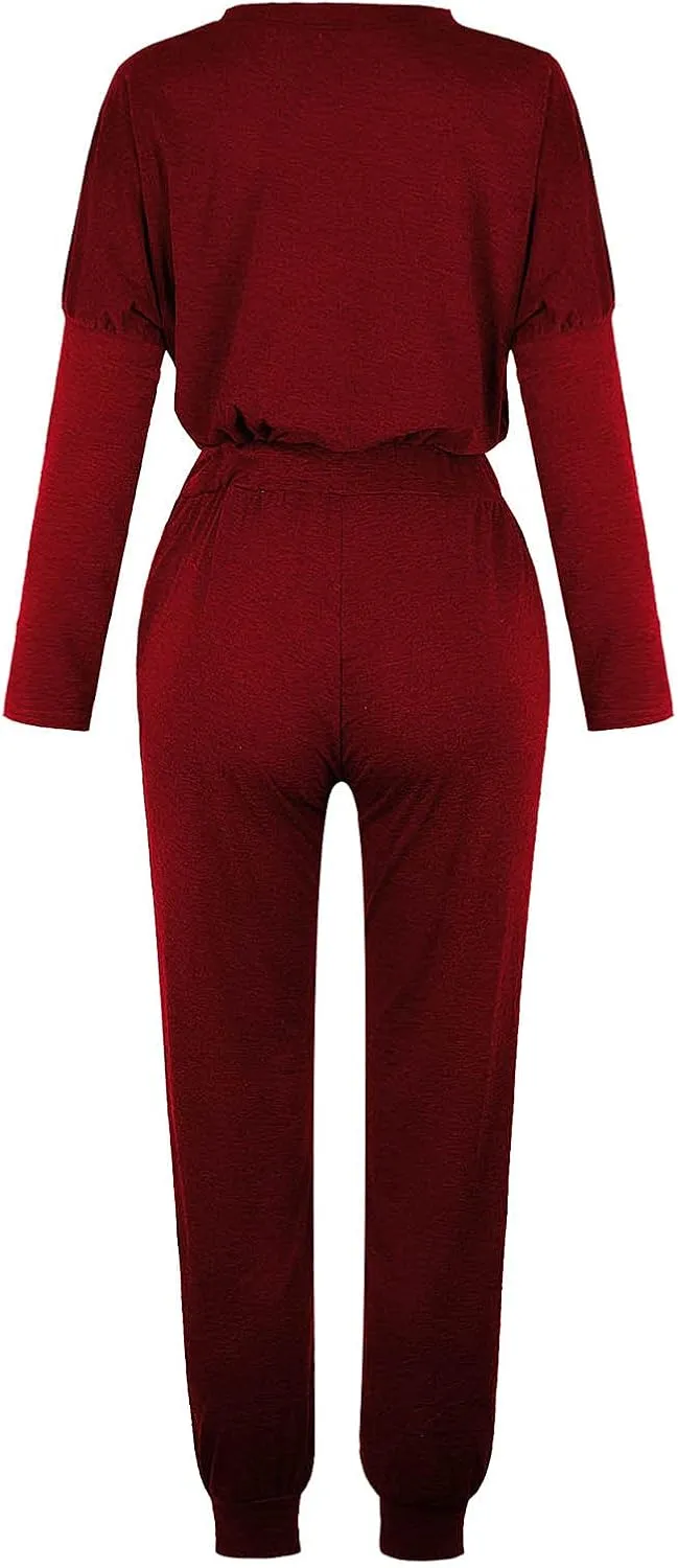 Lastesso Womens 2 Piece Sweatsuits Set Lightweight Loungewear Crewneck Loose Pullover Cozy Active Jogger Pants Soft Tracksuit