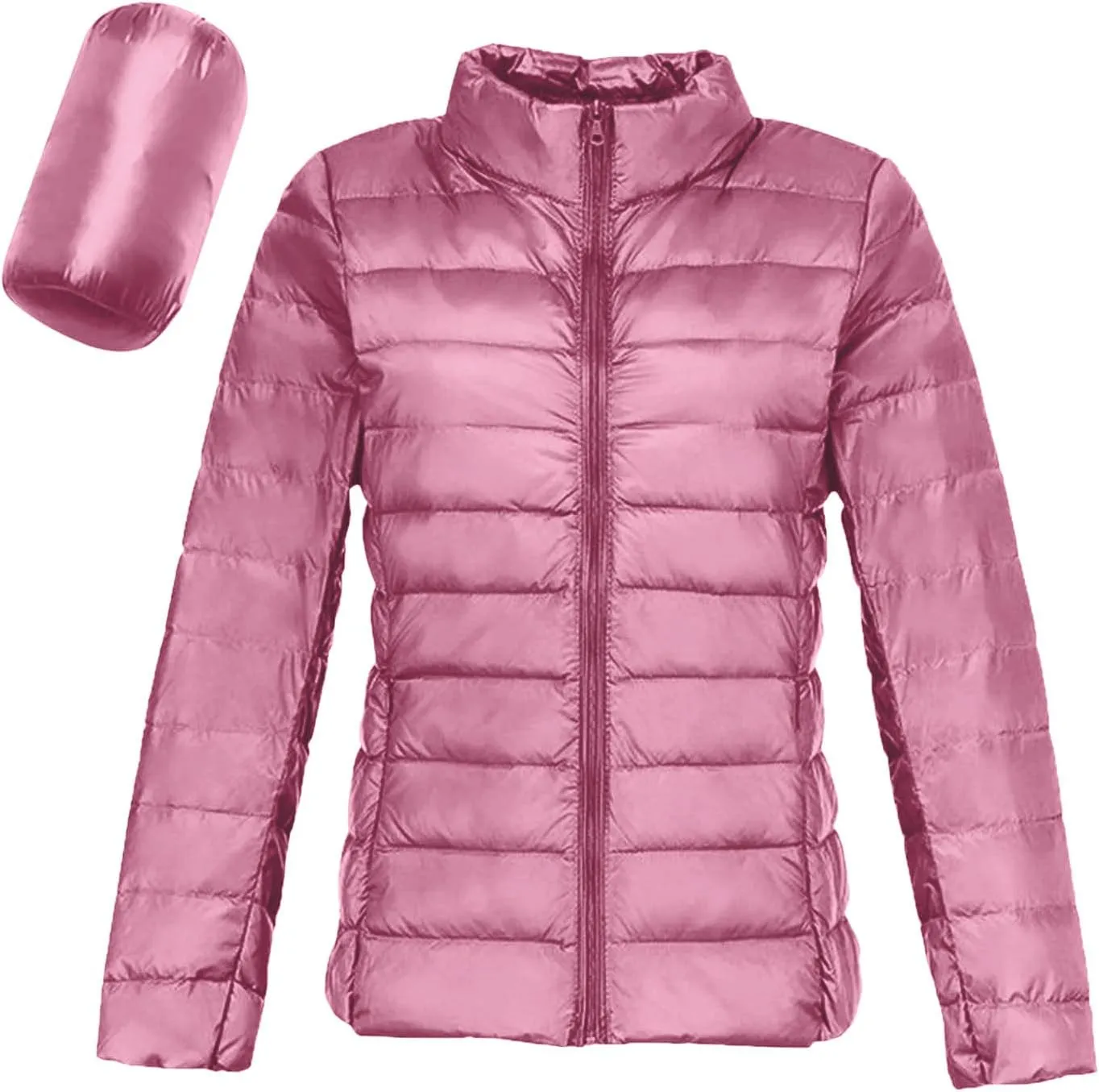 lcziwo Women's Short down Jacket Lightweight Puffer Jacket Long Sleeve Stand Collar Zip up Slim Warm Quilted Winter Coat