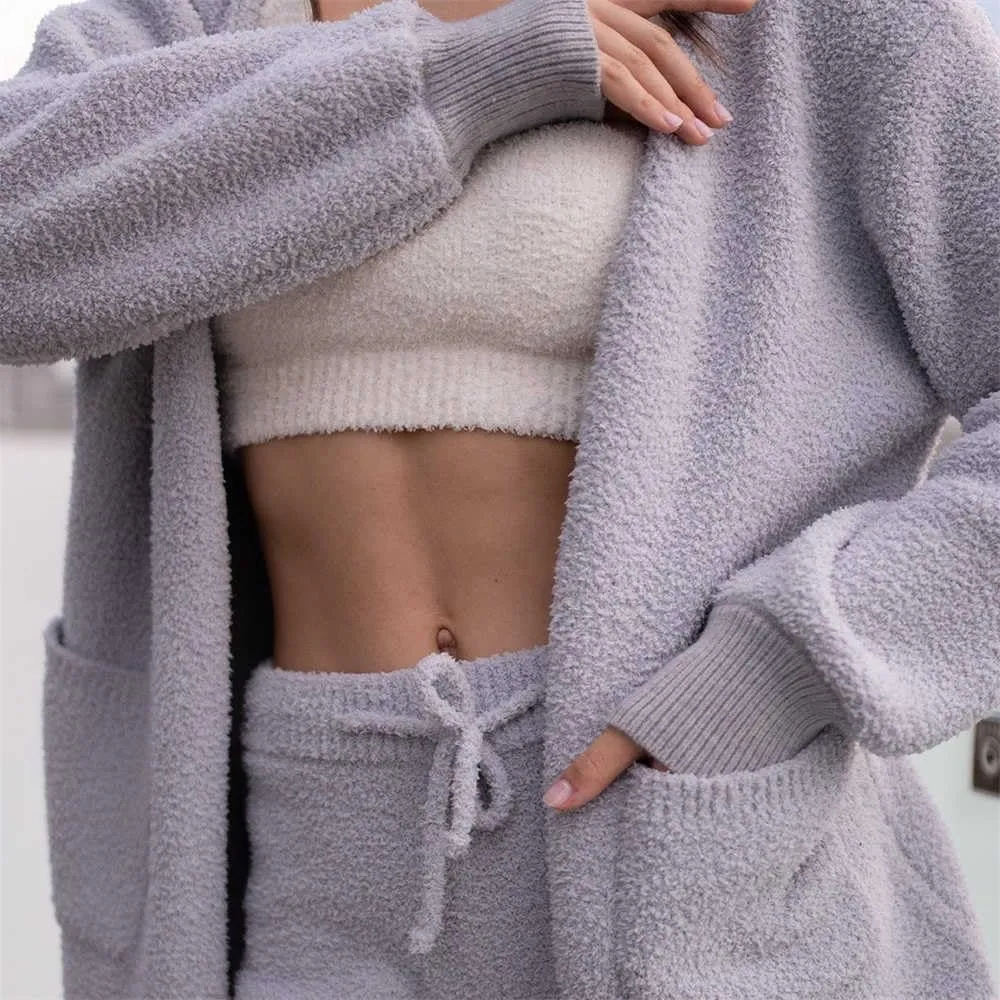 LELEBEAR Pleshycozy Womens, Pleshy Cozy Knit Set, 4piece Pajama Cardigan, Plush Lounge Sets for Women