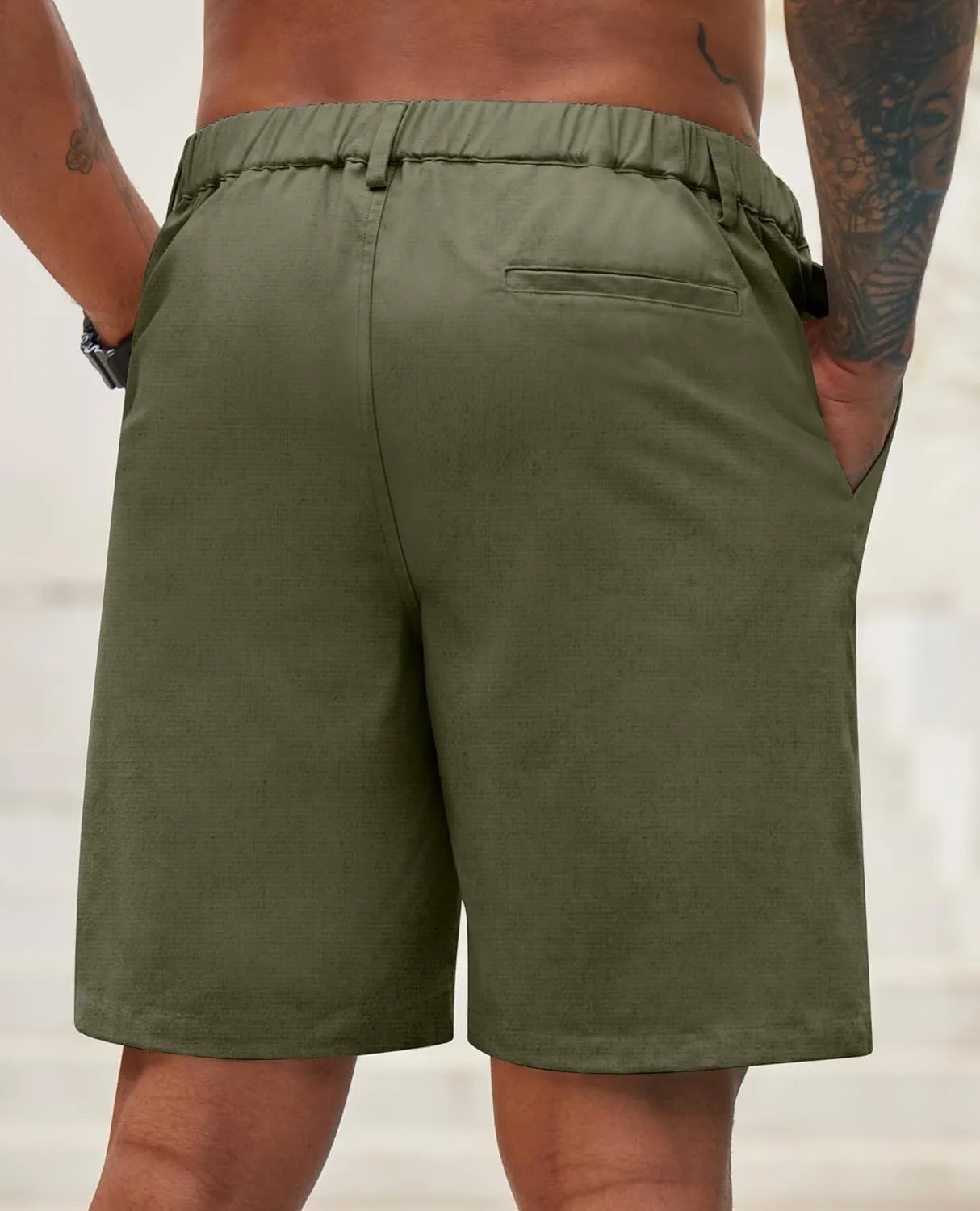 Linen Shorts for Men - Casual Beach Shorts with Pockets and Drawstring