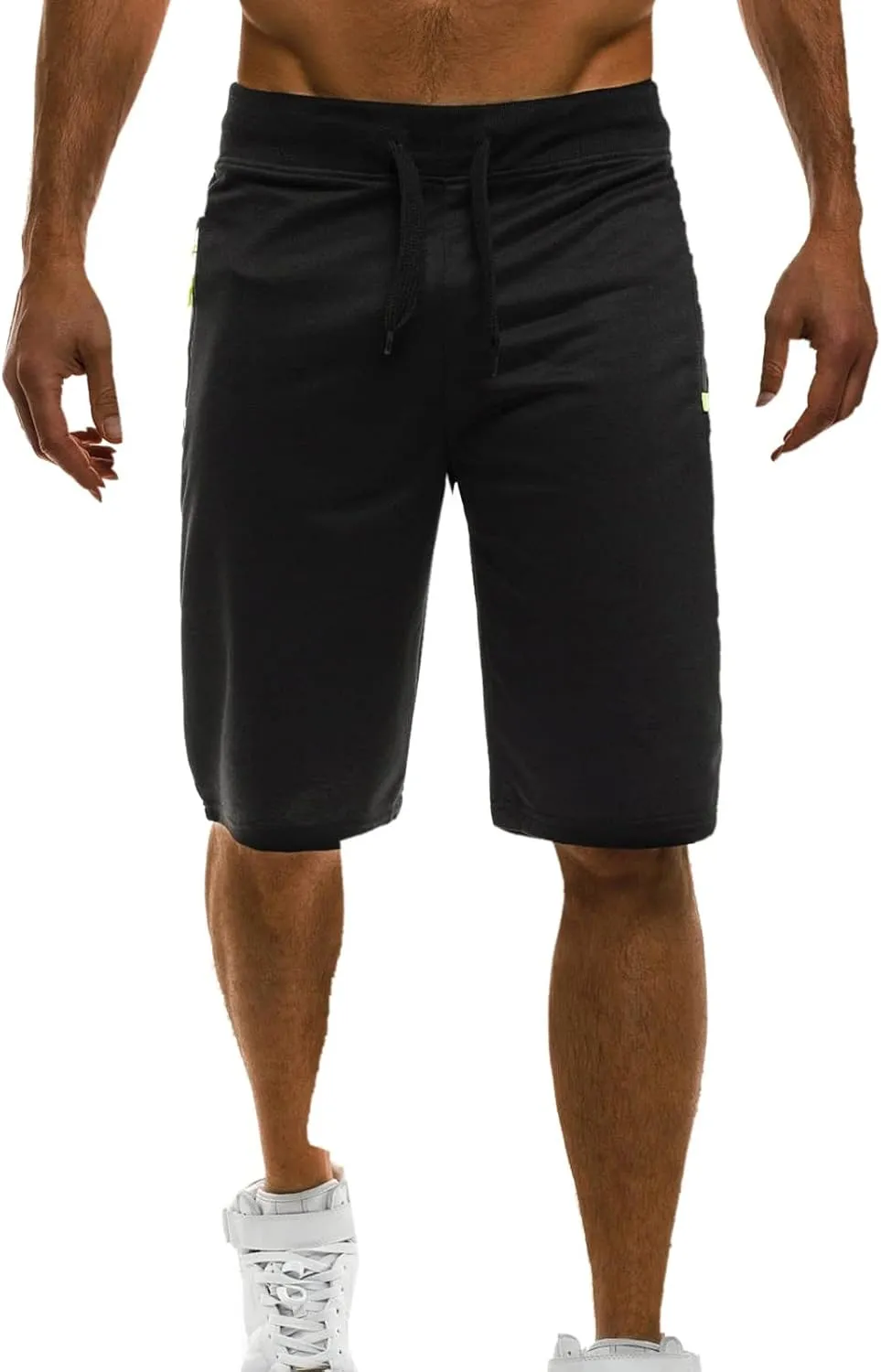 Linen Shorts for Men, Men's Casual Cotton Linen Shorts Elastic Waist Drawstring Summer Sports Golf Shorts with Pockets