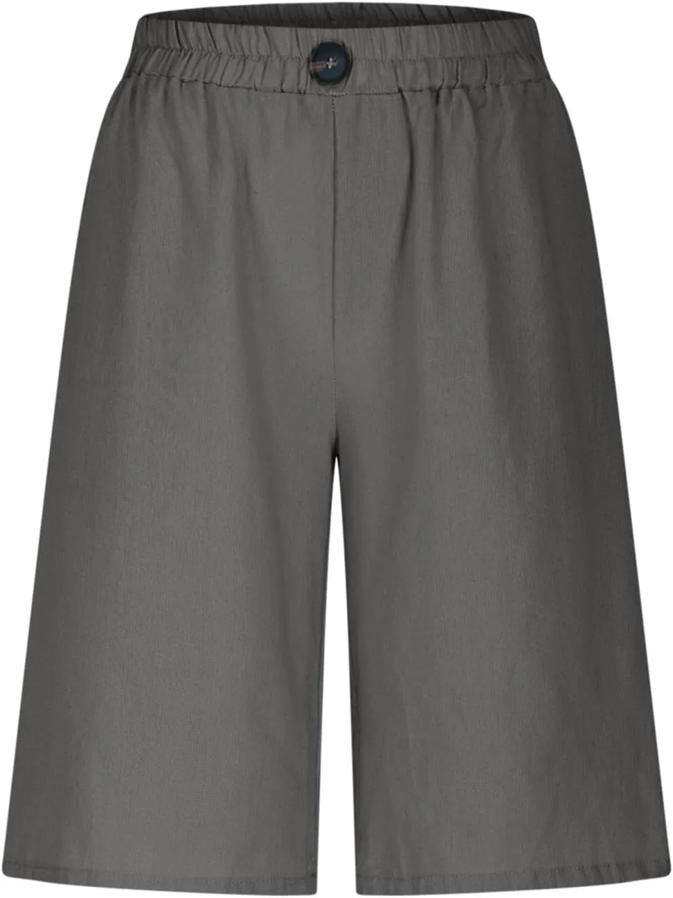 Linen Shorts for Women High Waisted Bermuda Knee Length Wide Leg Elastic Waist Summer Beach Short with Pockets