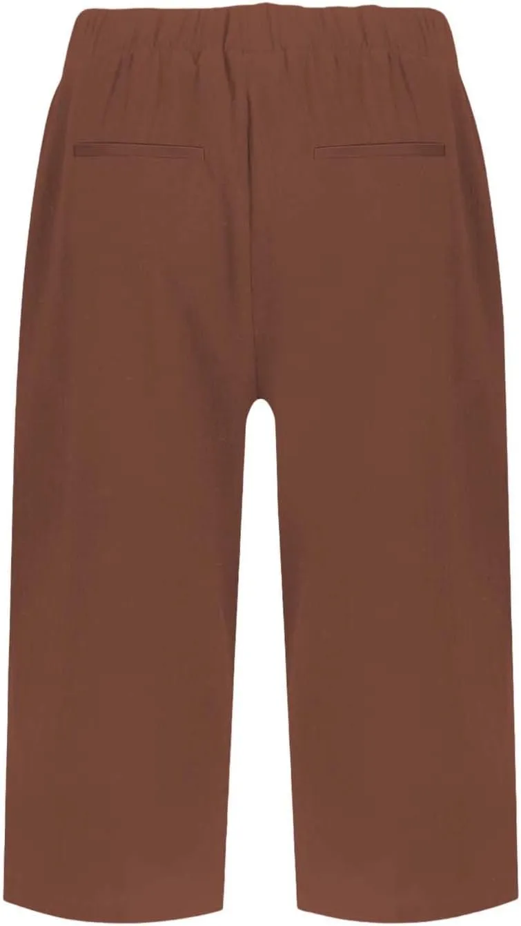 Linen Shorts for Women High - Waisted Wide - Leg Linen Knee Length Bermuda Shorts with Pockets for Women