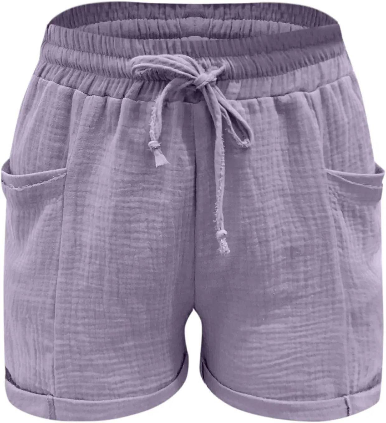 Linen Shorts for Women Plus Size Summer Trendy 2024 High Waisted Casual Shorts Loose Drawstring Beach Shorts Pockets