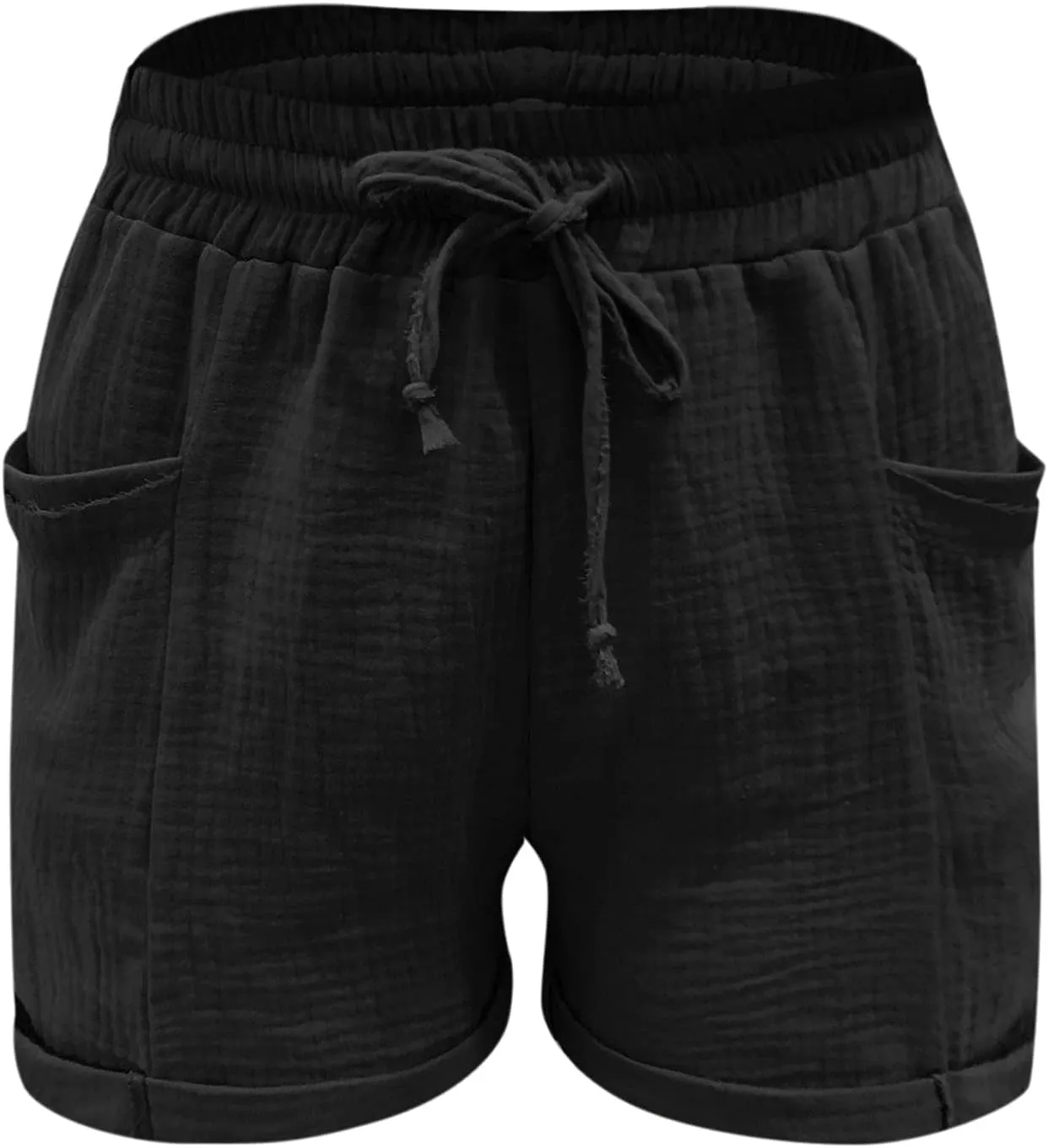 Linen Shorts for Women Plus Size Summer Trendy 2024 High Waisted Casual Shorts Loose Drawstring Beach Shorts Pockets
