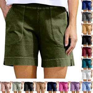 Linen Shorts for Women Trendy High Waisted Loose Wide Leg Beach Shorts Casual Vacation Summer Clothes with Pockets
