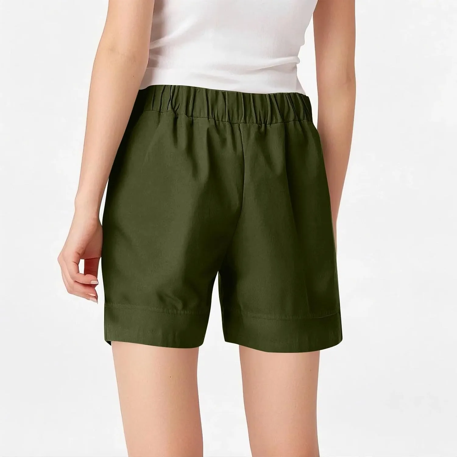 Linen Shorts for Women Trendy High Waisted Loose Wide Leg Beach Shorts Casual Vacation Summer Clothes with Pockets