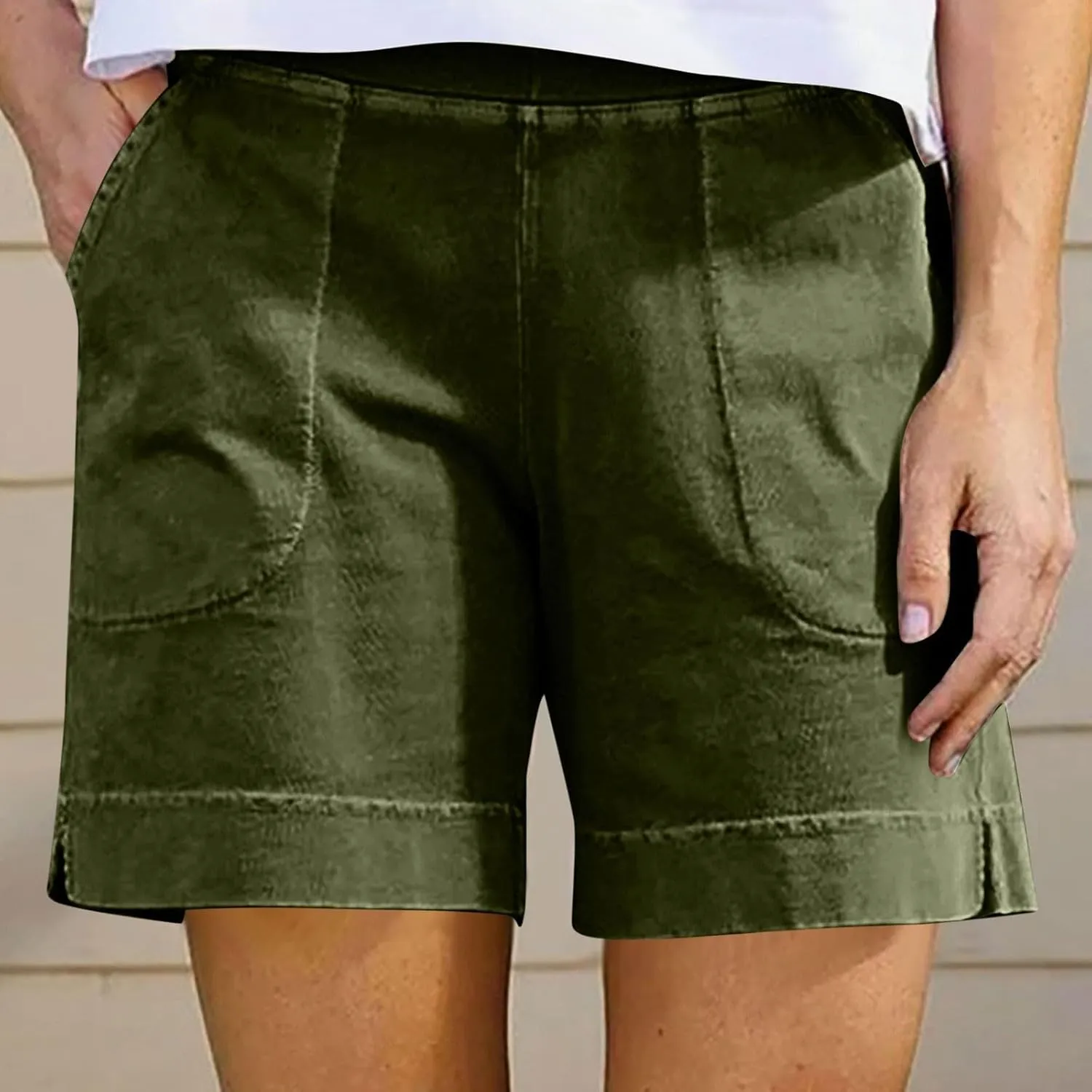 Linen Shorts for Women Trendy High Waisted Loose Wide Leg Beach Shorts Casual Vacation Summer Clothes with Pockets