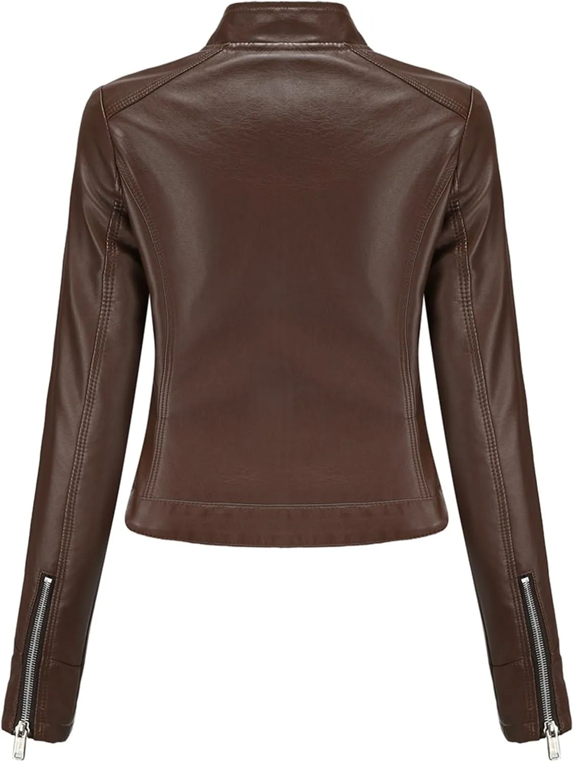 Lmdudan Faux Leather Jacket for Women Fashion Zip Up Motorcycle Jackets Tops Short PU Moto Biker Outwear Fitted Slim Coats