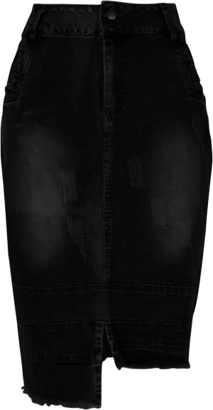 Lmdudan Womens Denim Skirt High Waisted Knee Length Slim Fit Pencil Stretch Jean Skirt 2025 Elegant Casual Bodycon Half Dress