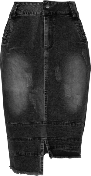 Lmdudan Womens Denim Skirt High Waisted Knee Length Slim Fit Pencil Stretch Jean Skirt 2025 Elegant Casual Bodycon Half Dress
