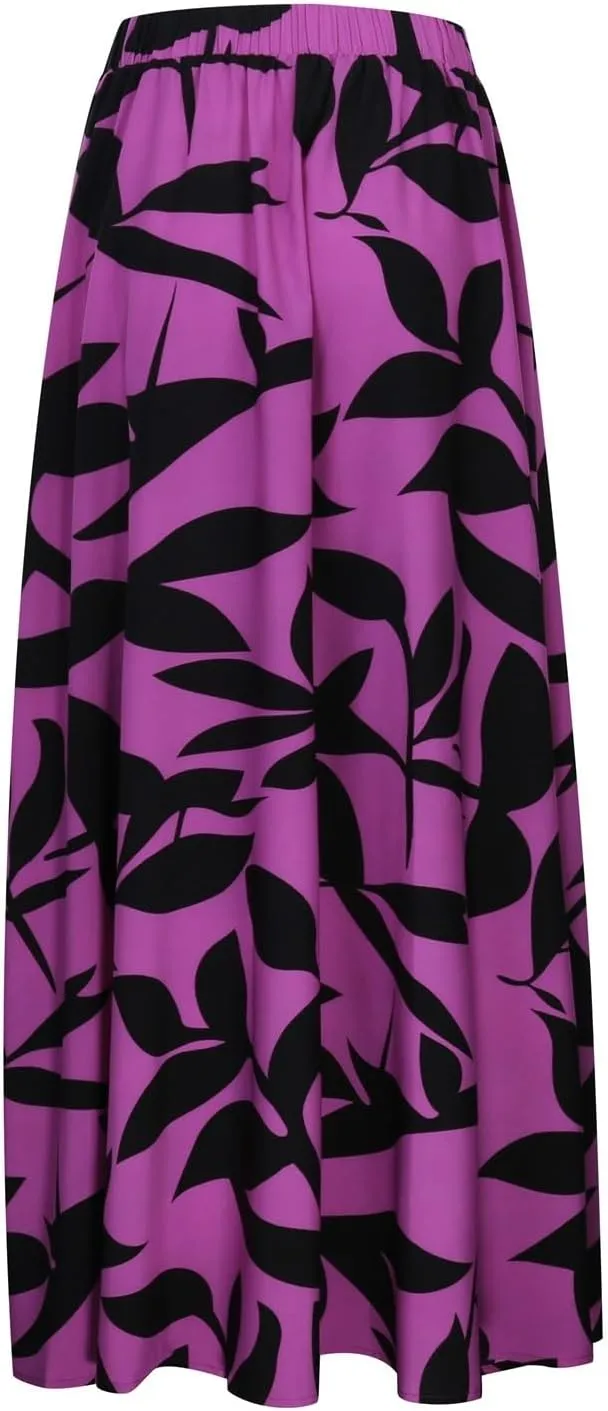 Long Flowy Floral Skirts for Women High Elastic Waist Summer Pleated A Line Maxi Smocked Boho Beach Skirts