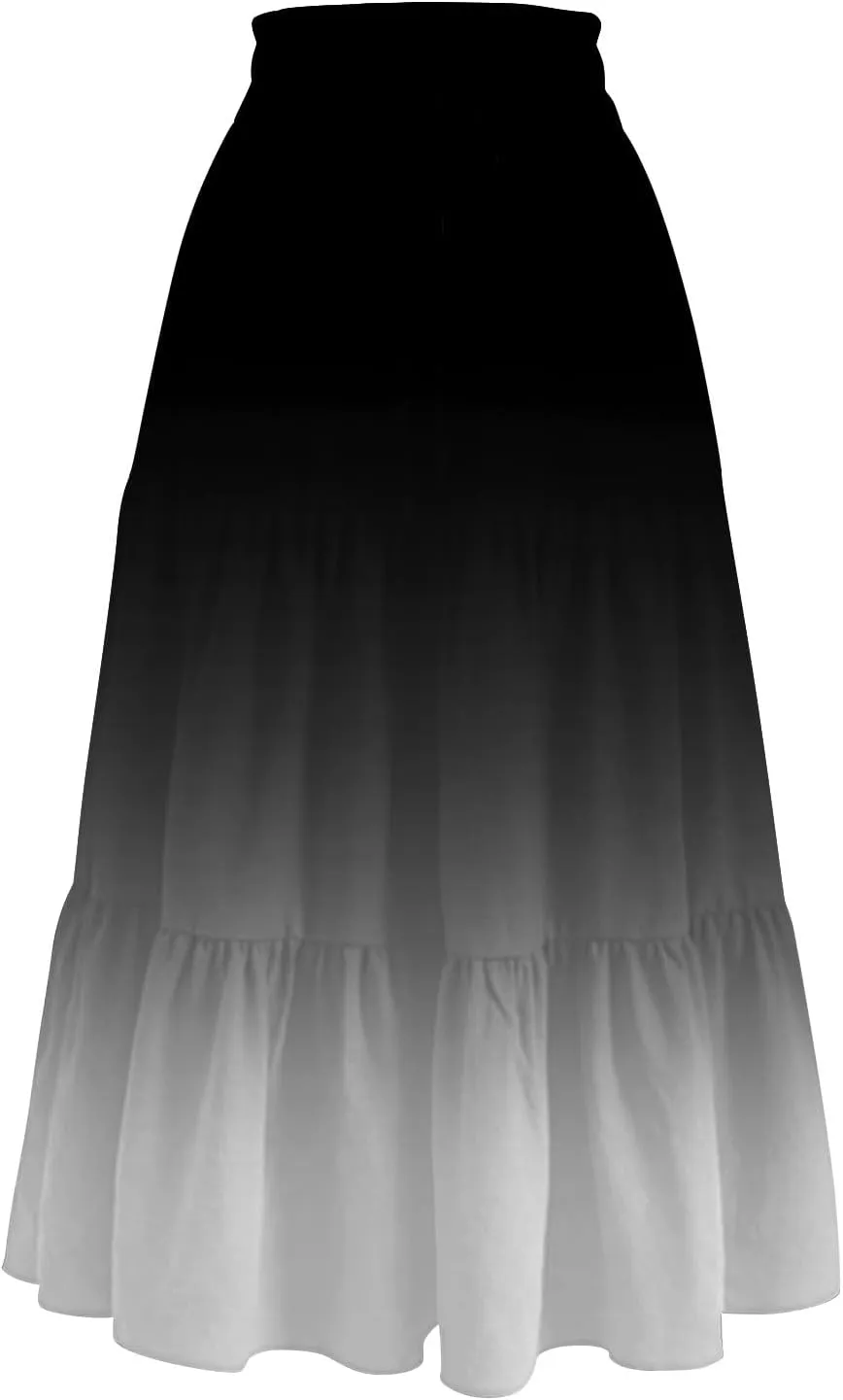 Long Maxi Skirt for Women High Waist Boho Flowy A-Line Maxi Skirt for Summer