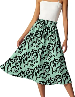 Long Pleated Skirts for Women High Waist A-Line Flowy Maxi Skirt Elegant Summer