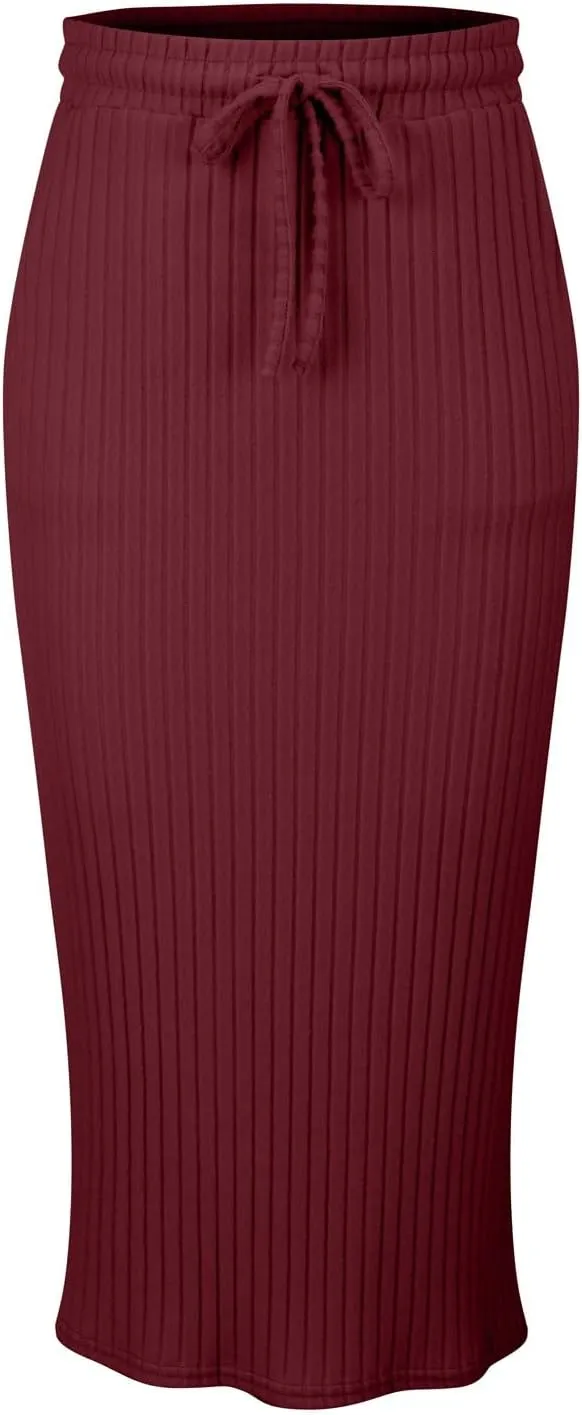 Long Skirts for Women 2025 Summer Trendy Maxi Skirt with Pockets Ribbed Knit Stretchy Soft Daily Outfits