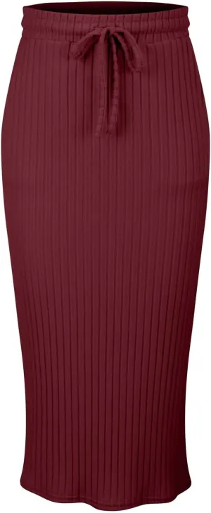 Long Skirts for Women 2025 Summer Trendy Maxi Skirt with Pockets Ribbed Knit Stretchy Soft Daily Outfits