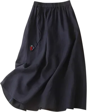 Long Skirts for Women Flowy High Elastic Waist Trendy Pleated A-Line Casual Maxi Skirts for Summer Vacation