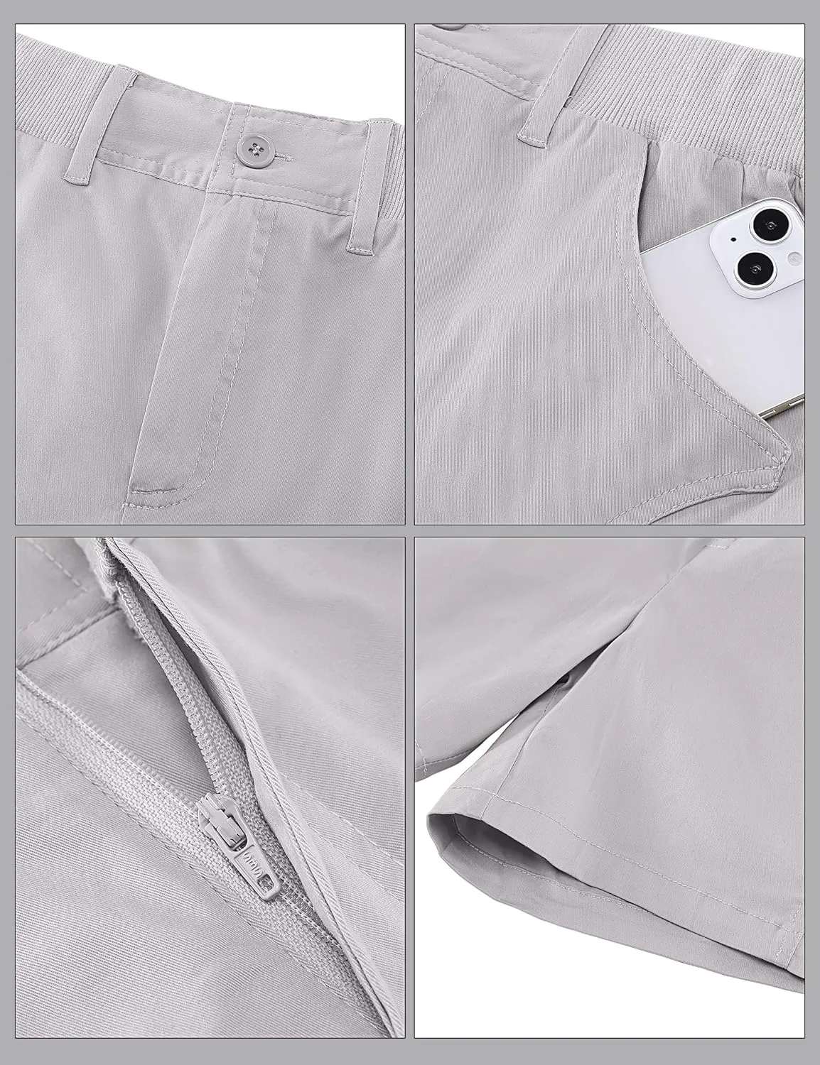 luvamia Shorts for Women Trendy Casual Summer High Waisted Chino Shorts Ribbed Elastic Waist Comfy Shorts with Pockets