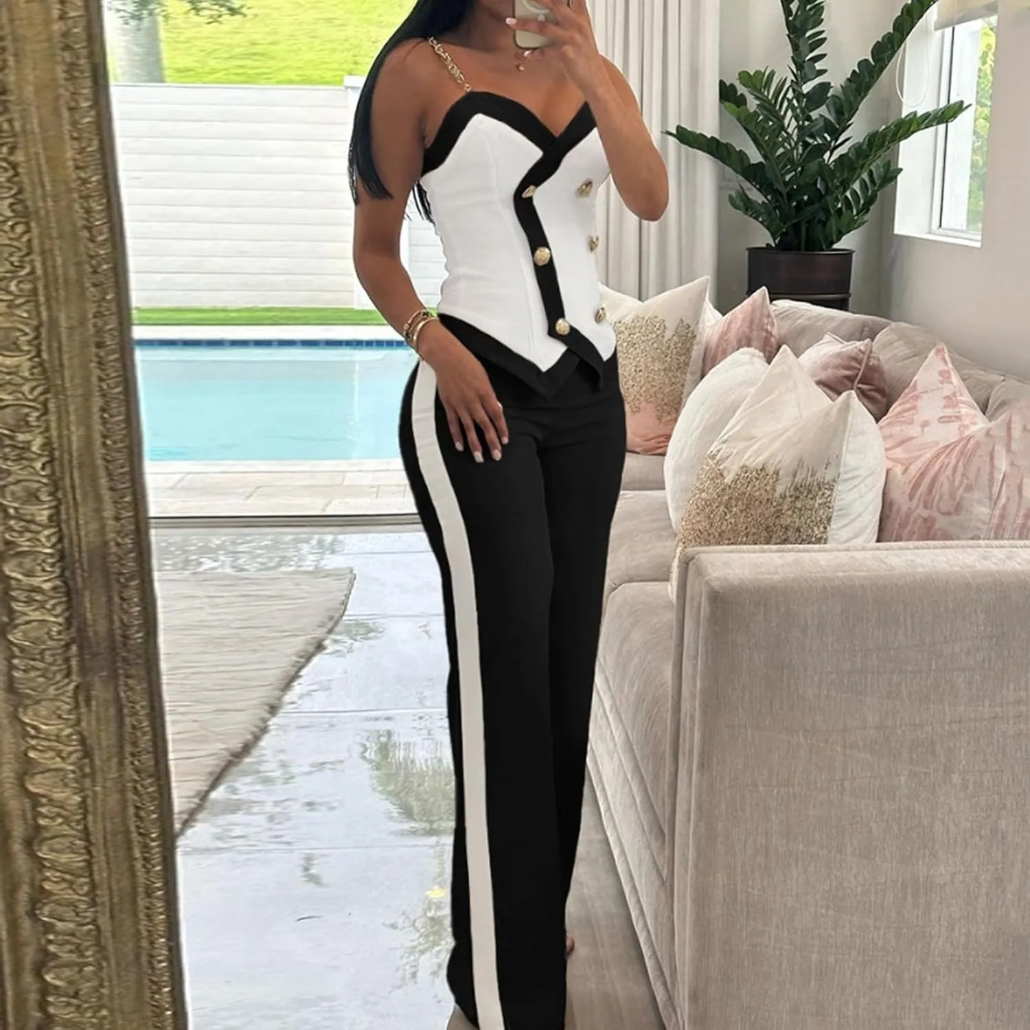 Matching Lounge Sets Women Summer Plus Size Wide Leg Pants Sleeveless Lounge Sets Sexy Cozy Jogger Loungewear Sets