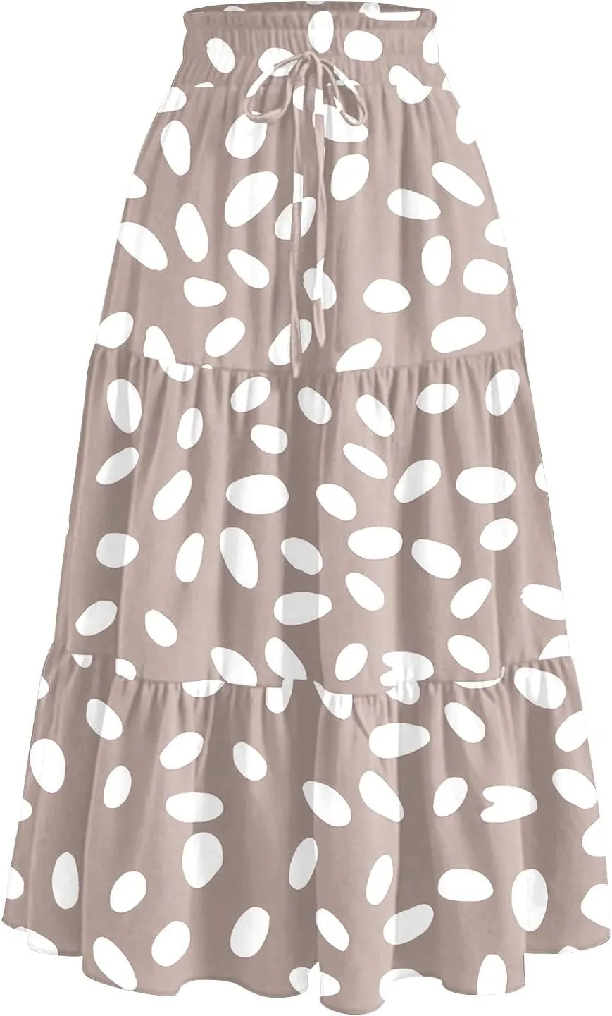 Maternity Maxi Skirt for Women High Waist A-Line Flowy Boho Maxi Skirt Summer