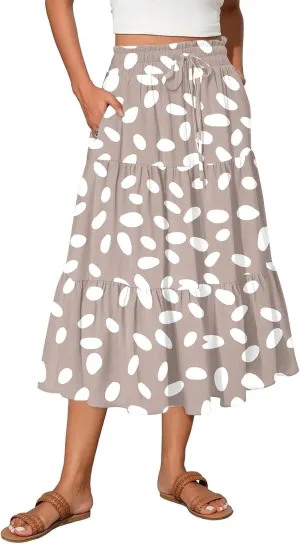 Maternity Maxi Skirt for Women High Waist A-Line Flowy Boho Maxi Skirt Summer
