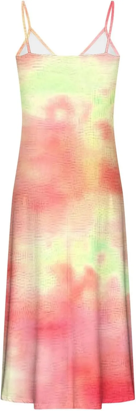 Maxi Dresses for Women 2025 Plus Size Sleeveless Spaghetti Strap Beach Boho Dress Flowy Long Dresses