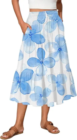 Maxi Skirts for Women 2025 Boho Flowy A-Line High Waist Long Skirt Trendy