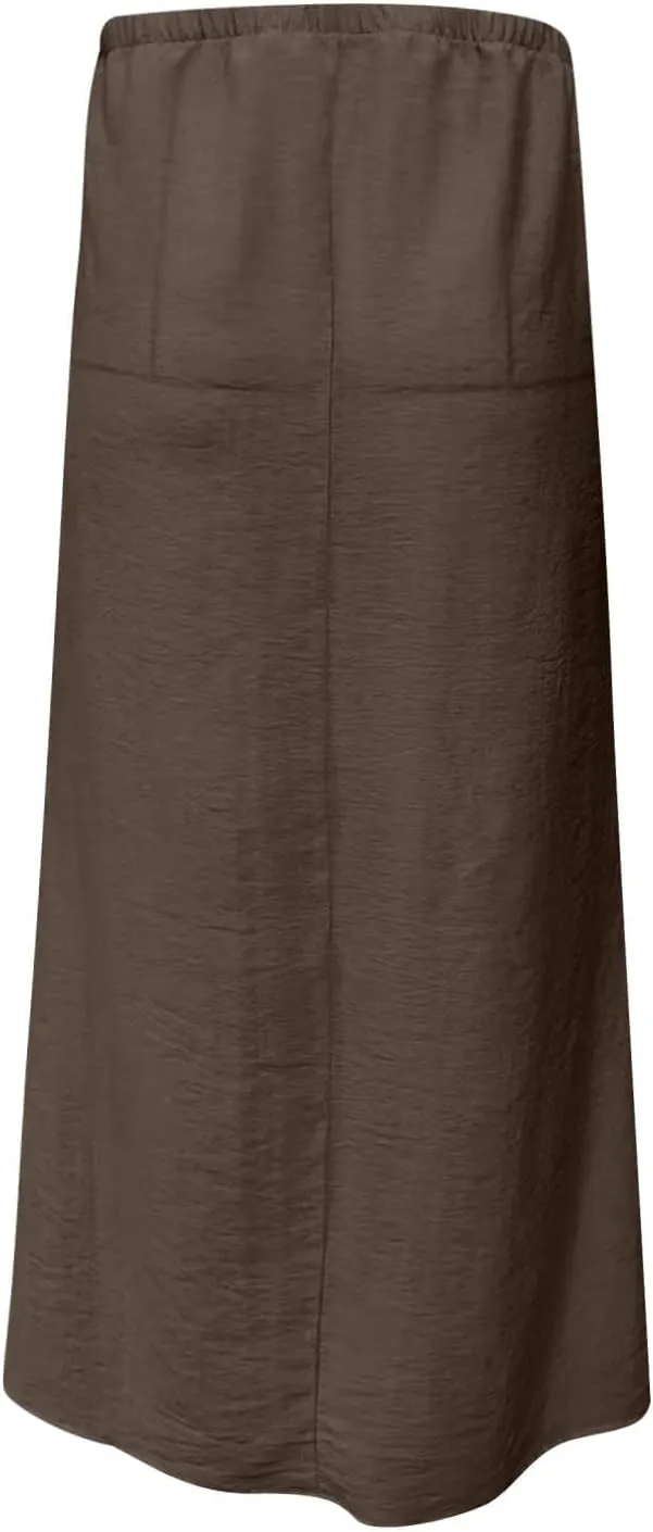 Maxi Skirts for Women 2025 Summer Boho Flowy Skirt Comfy Drawstring Elastic Waist Beach Vacation Long Skirts
